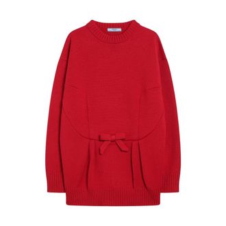 Prada Round-neck Knitwear, female, Red, Size: XS Maglia Girocollo