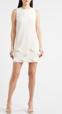 Anne Klein Rosette Shift Dress in White Dove at Nordstrom, Size 14