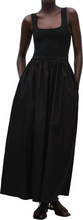 Matteau Knit And Cotton Dress In Black