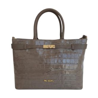 Pierre Cardin Leren Handtas met Croco-reli&euml;f - Dames - Handtassen - Beige - ONE Size - Leer - Tassen