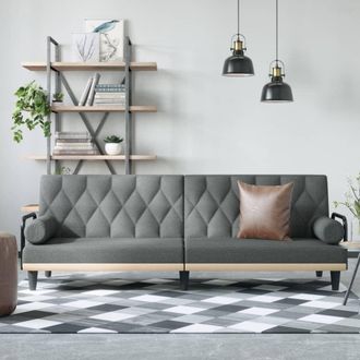 vidaXL Sof&aacute; Cama Con Reposabrazos Tela Gris Oscuro Vidaxl
