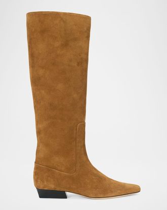 Staud Wally Suede Flat Knee-High Boots