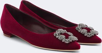 Manolo Blahnik Hangisi embellished velvet ballet flats