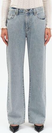 Daze 1999 Crystal Bow High Waist Straight Leg Jeans in Lovers Knot at Nordstrom Rack, Size 28