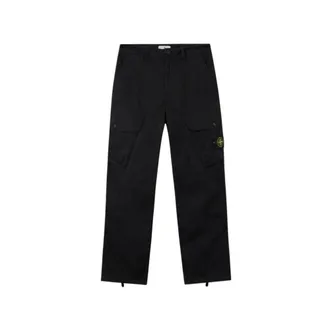 Stone Island Broeken, Heren, Zwart, W30, Katoen, Loose-Fit Cargo Broek