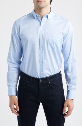 Johnston & Murphy Logan Print Button-Up Shirt in Blue Layered Diamond at Nordstrom, Size Xx-Large