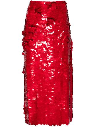 P.A.R.O.S.H. Midi-rok met pailletten - Rood