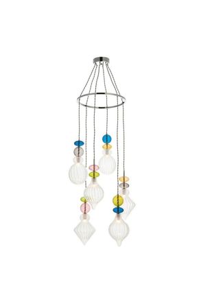 Netlighting April Plate Pendant Ceiling Lamp Chrome Plate Multi Coloured Glass