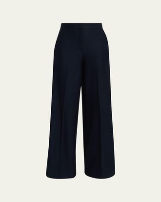 Max Mara High-Rise Wool Pique Jersey Wide-Leg Pants