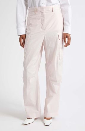 Stella McCartney Cotton & Nylon Wide Leg Cargo Pants in Baby Pink at Nordstrom, Size 40