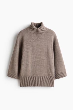 H&M Fine-knit Polo-neck Jumper in Taupe at Nordstrom, Size X-Small