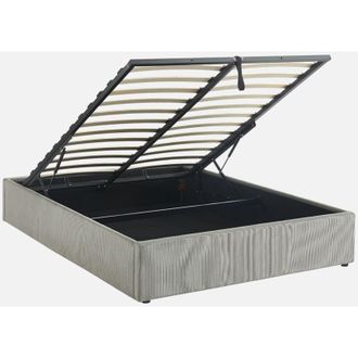 Sweeek Cama Con Somier Abatible Y Cabecero 140cm, Acabado En Pana Fina