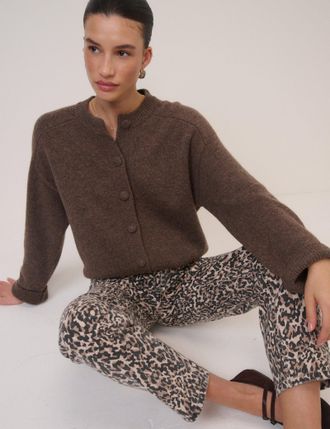 Nobody's Child Leopard Print Mid Rise Camden Tapered Jeans