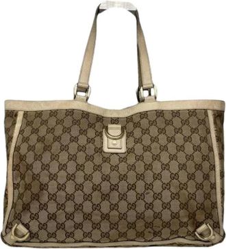 Gucci Pre-owned Tote Bag - Dames - Vintage Shopper - Beige - ONE Size - Leer - Vintage