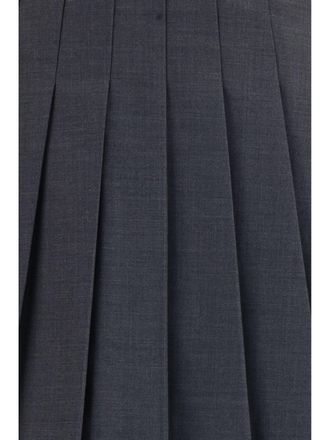 Self Portrait Womens Pleated Mini Skirt Grey Polyamide