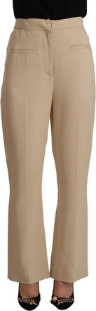 Alberta Ferretti Beige Viscose High Waist Flared Dress Trouser Womens Pants (Pre-Owned)