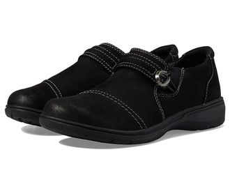 Clarks Carleigh Pearl Womens Flat Shoes Black Nubuck : 8.5 B - Medium, Leather/Nubuck