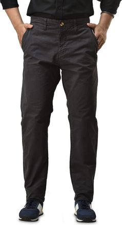 Generic Mens Slim fit Chinos Pants, Flat Front Design and Back Buttoned Pockets, Comfortable Mens Pants for Casual wear (UK, Waist & Inseam, 34, 34, Anthra)