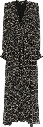 Babylone Paris Maxi-jurk met kettingprint en ruches - Zwart