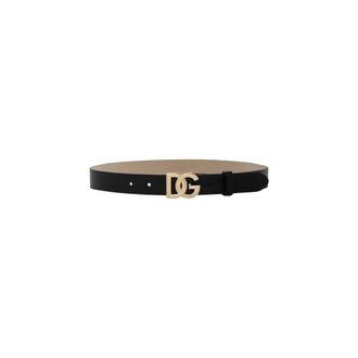 Dolce & Gabbana Belts, female, Black, M, Leather Logo Belt