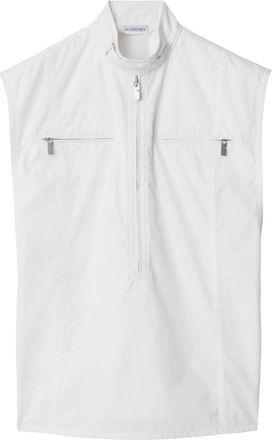 Burberry half-zip cotton tank top - women - Cotton - 6 - White