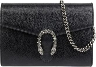 Gucci Pre-owned Cross Body Bags, female, Black, Size: ONE SIZE Pre-owned Dionysus Chain Wallet Crossbody