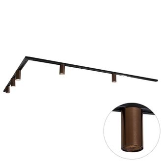 QAZQA Qazqa - Moderno Sistema De Iluminaci&oacute;n De Riel Moderno Con 5 Focos, Bronce Oscuro, Monof&aacute;sico, Gu10, 35 Mm - Iconic Ruby Pl&aacute;stico /acero Adecuado Para