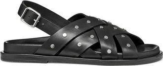 Geox Adelash Platte Sandaal - Dames - Sandalen - Zwart - 36 EU - Leer - Schoenen