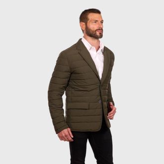 Perry Ellis Tech Stretch Quilted Blazer Jacket in Olive at Nordstrom, Size Xx-Large