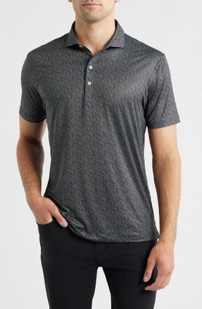 Johnnie-O Popping Tops Beverage Opener Print Featherweight Performance Polo in Black at Nordstrom, Size Xx-Large