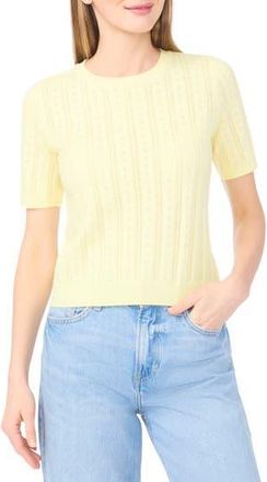 CeCe by Cynthia Steffe Pointelle Knit Sweater in Lemon Sorbet at Nordstrom Rack, Size X-Large