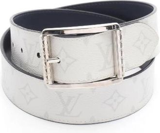 Louis Vuitton Pre-owned Sangle Reverso Monogram Leder PVC Riem - Heren - Vintage Accessoires - Wit - ONE Size - Vintage