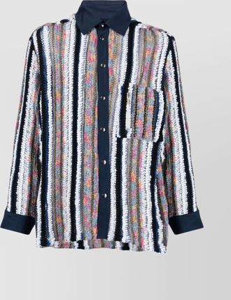 Vitelli linen blend cotton shirt with striped pattern