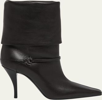 Saint Laurent Niki Leather YSL Buckle Ankle Booties