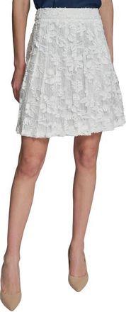 Karl Lagerfeld Floral Appliqu&eacute; Cotton Blend Lace Skirt in Soft White at Nordstrom, Size 16