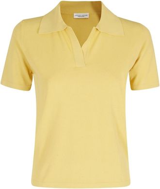 Roberto Collina V-neck Polo - Dames - Polos - Geel - M - Polyester - Tops