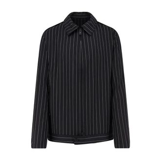 Yohji Yamamoto Pinstripe Ritssluiting Bomberjack - Heren - Zomerjassen - Zwart - M - Wol - Jassen