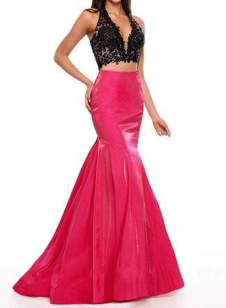 Rachel Allan Sleeveless Gown In Pink/black