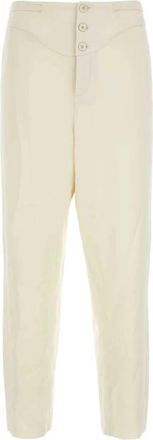 Saint Laurent Buttoned Slim Broeken - Heren - Straight fit broeken - Wit - XL - Leer - Broeken