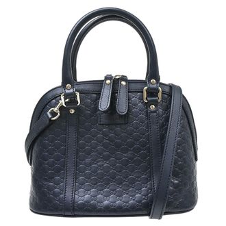 Gucci Convertible Dome Satchel Microguccissima Leather Navy Leather Handbag (Pre-Owned)