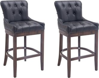 Clp Set 2x Taburetes Lakewood En Cuero Original Negro Antiguo