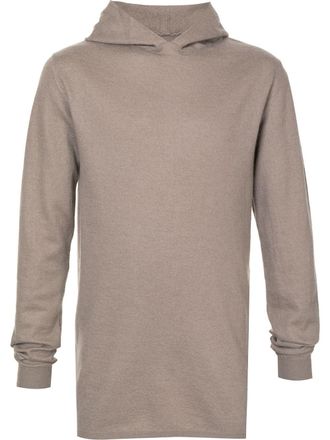 Rick Owens longline long-sleeve hoodie - men - Cashmere - S - Brown