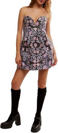Free People Floreo Strapless Jacquard Minidress in Grey Combo at Nordstrom Rack, Size 14
