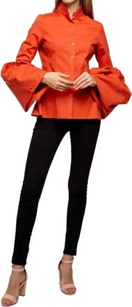 TOV Essentials Sophie Bishop Sleeve Top In Orange