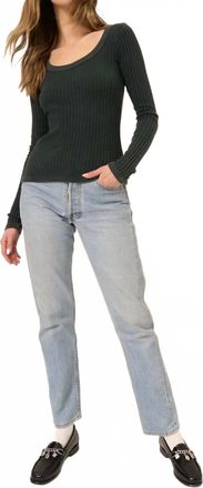 Bloomingdale's Rae Scoop Neck Long Sleeve Tee In Mw Midnight Pine