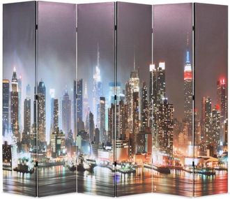 vidaXL Folding Room Divider 228x170 cm New York by Night Vidaxl
