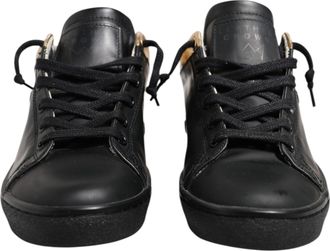 Leather Crown Black Gold Lace Up Low Top Women Sneakers Womens Shoes (Pre-Owned)