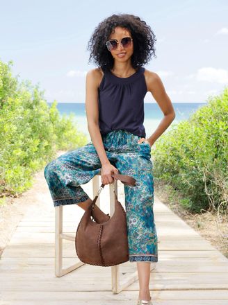 Heine Shirttop HEINE, Damen, Gr. 34, marine, 95% Baumwolle, 5% Elasthan, unifarben, Rundhals, Tops Shirttop