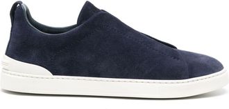 Ermenegildo Zegna Triple Stitch suede sneakers - men - Calf Leather/Rubber/Calf Suede - 11 - Blue