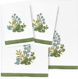 Linum Home Textiles 100% Turkish Cotton Botanica 4Pc Embellished Towel Set